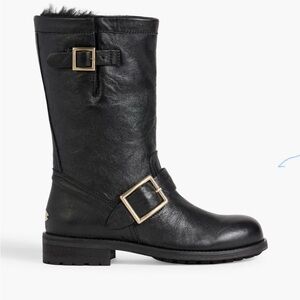 JIMMY CHOO
Biker buckled textured-leather boots